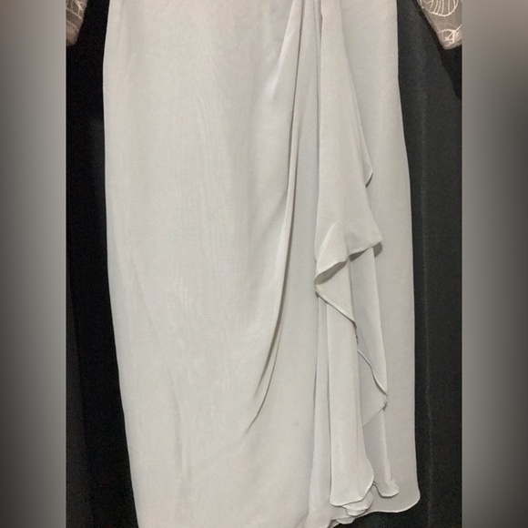 JJ’s House Silver Cascading Chiffon Ruffle Lace Sequin Cocktail Dress Sz. 6 New! - Picture 7 of 16